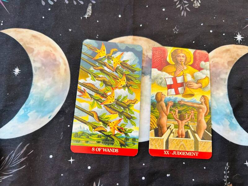 Eight of Wands and Judgement photo by Tarot Institute