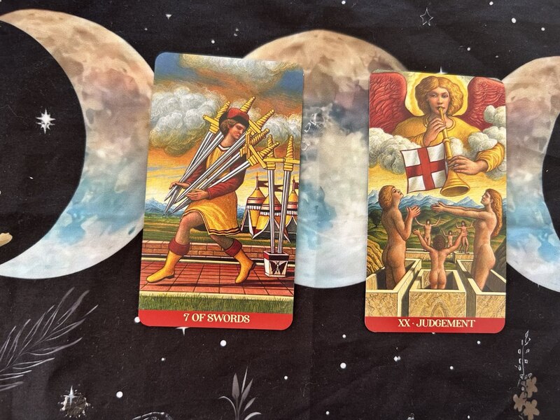 Seven of Swords and Judgement photo by Tarot Institute