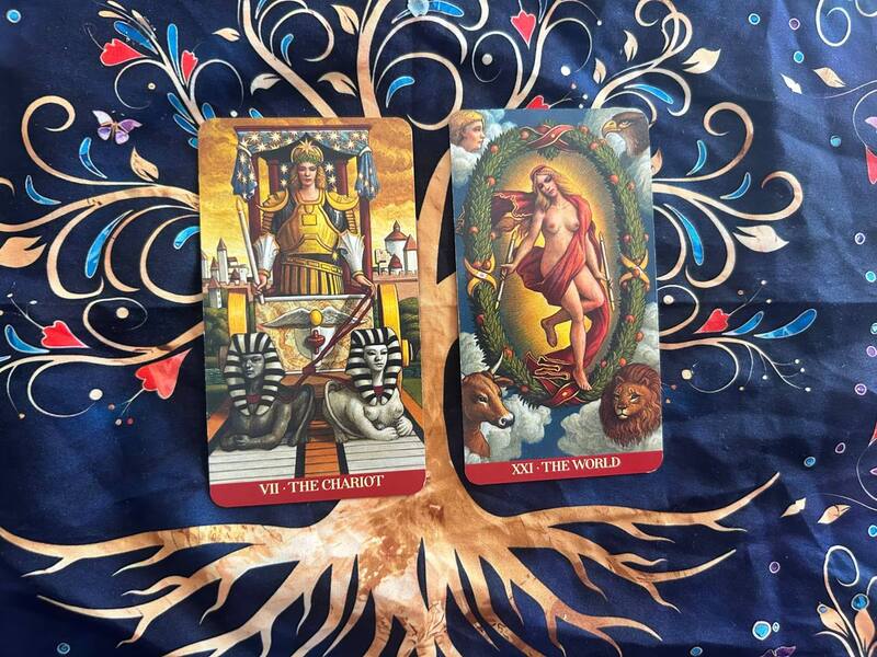 The Chariot and The World photo by Tarot Institute.