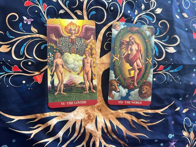 The Lovers and The World photo by Tarot Institute.
