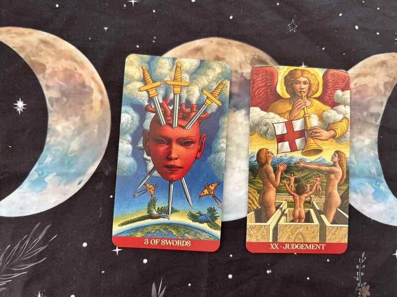 Three of Swords and Judgement photo by Tarot Institute.